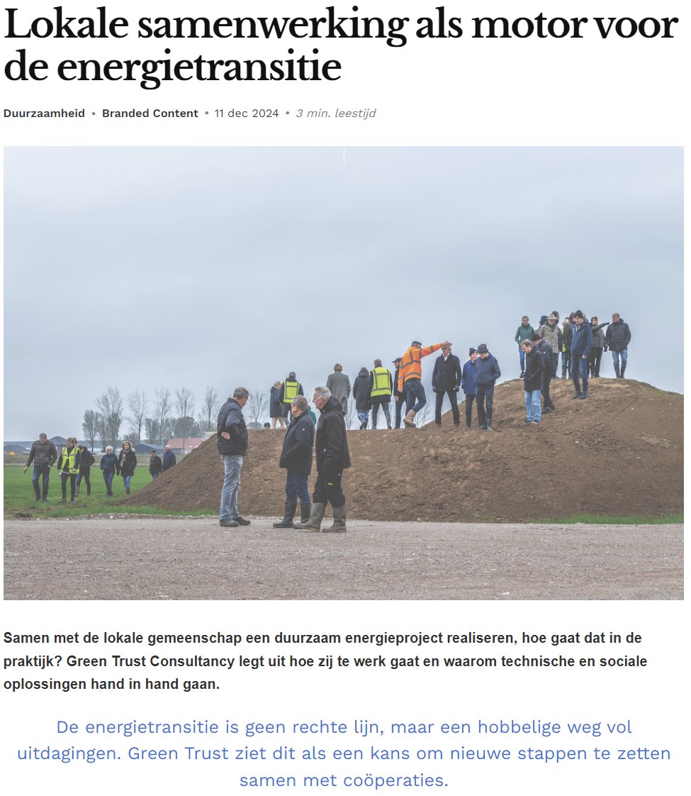 Green Trust in de spotlights want we staan deze maand in het Weekblad Elsevier én op Topic Media Agency!📰

In het artikel delen we hoe lokale samenwerking een drijvende kracht is achter de energietransitie💪🔋

👉 Benieuwd naar het artikel? Lees het hier: lnkd.in/en9McA9H