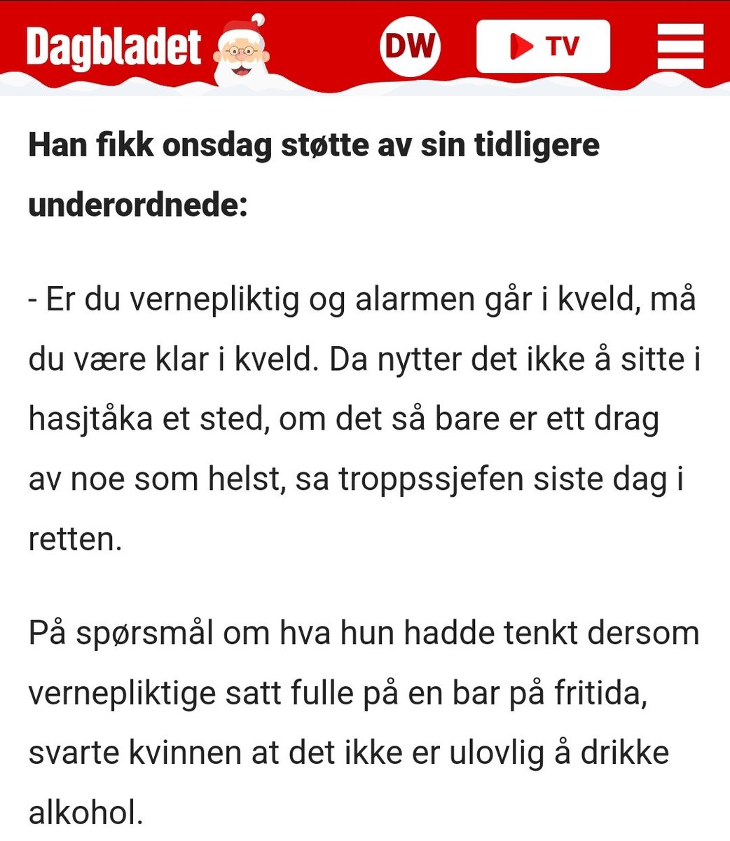 Det er altså ikke noe problem om soldater er drita fulle når alarmen går, fordi det er lovlig å være drita full? 

Interessant hvordan argumentasjonen hopper sømløst fra nasjonens sikkerhet til lovlighet til moral etter hvert som det blir påpekt at alle tre er inkonsistente.