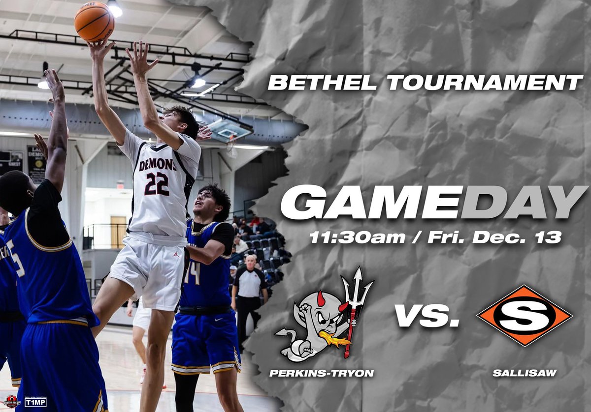 🚨 G A M E  D A Y 🚨 (Bethel Tournament)

🏀: Perkins-Tryon Demons vs. Sallisaw Black Diamonds 
📍: Shawnee, OK
📆: Dec. 13
🕖: 11:30am
