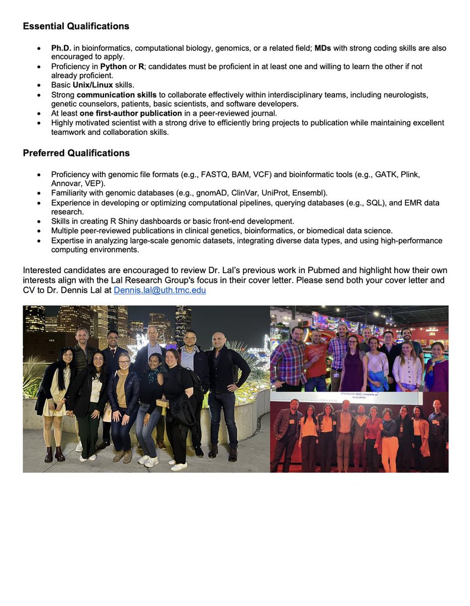 Dennis Lal (@laldennis) on Twitter photo Please retweet 📢: Are you skilled in coding & eager to make a meaningful impact in clinical research? Join our large, friendly, & diverse team! I’m seeking motivated postdocs with strong coding expertise in R and/or Python. Details attached! <a href="/UTHealthHouston/">UTHealth Houston</a> Please retweet 📢: Are you skilled in coding & eager to make a meaningful impact in clinical research? Join our large, friendly, & diverse team! I’m seeking motivated postdocs with strong coding expertise in R and/or Python. Details attached! <a href="/UTHealthHouston/">UTHealth Houston</a>