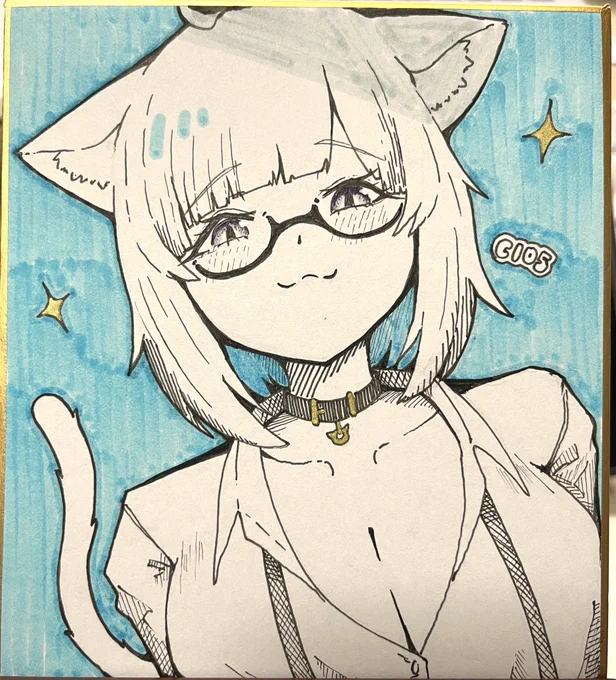色紙4枚描いた 
