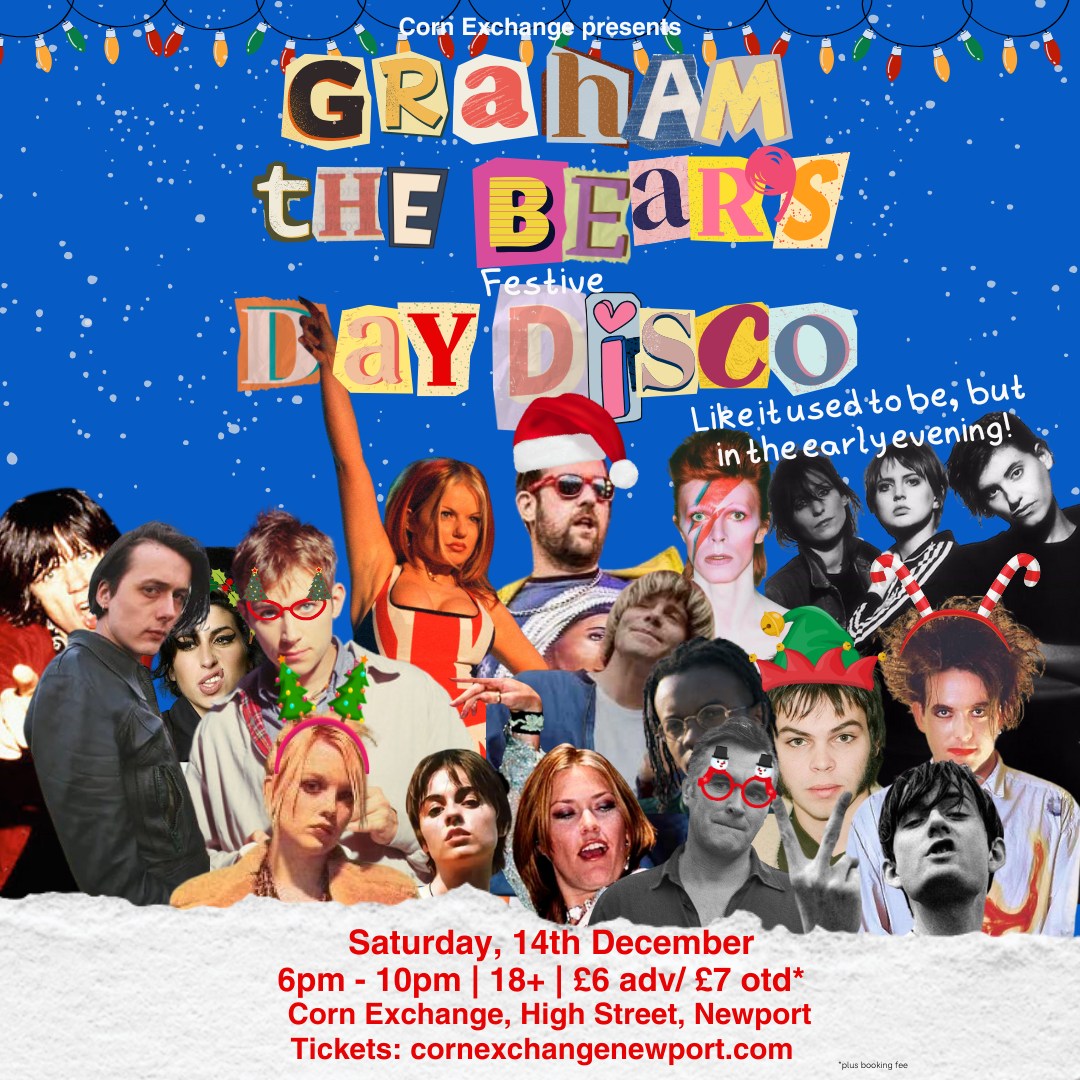 Corn Exchange, Newport (@cornexchangenpt) on Twitter photo TONIGHT 🌽
<a href="/theGLC/">goldie lookin chain</a>'s Graham The Bear is back on the wheels of steel for one last (day) party of the year, bringing his usual bag of indie tricks alongside the odd jingle bell and a bit of tinsel. Final tickets are on sale now. See you from 6pm! ⚡️
🎟️ bit.ly/GrahamTheBearX… TONIGHT 🌽
<a href="/theGLC/">goldie lookin chain</a>'s Graham The Bear is back on the wheels of steel for one last (day) party of the year, bringing his usual bag of indie tricks alongside the odd jingle bell and a bit of tinsel. Final tickets are on sale now. See you from 6pm! ⚡️
🎟️ bit.ly/GrahamTheBearX…