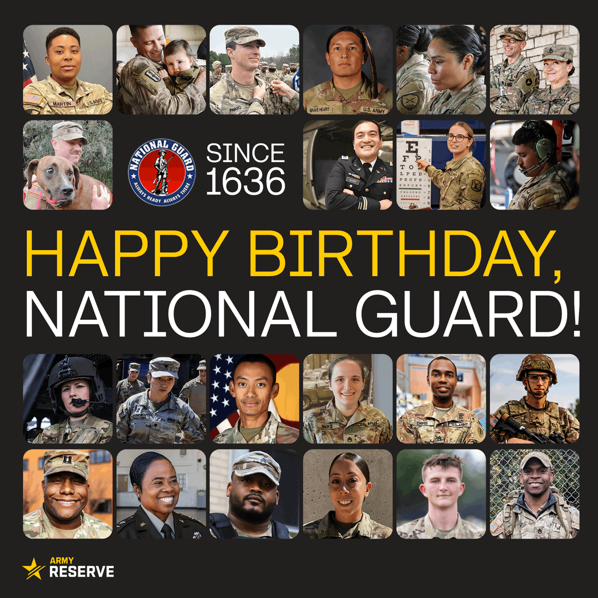 USArmyReserve's tweet image. Wishing the @USNationalGuard a happy birthday! #GoGuard