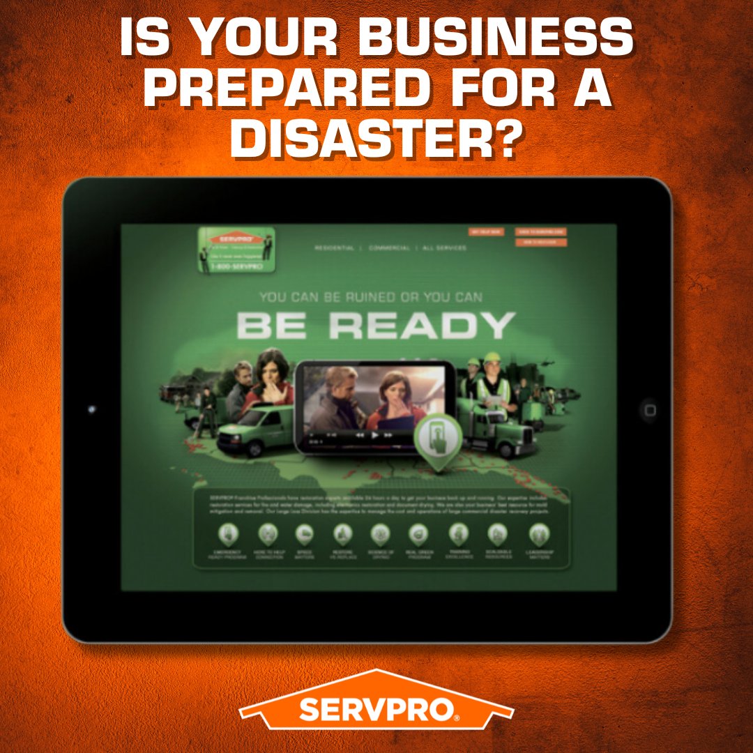 📋 Be Ready Before Disaster Strikes!
With SERVPRO’s Emergency Ready Program, you’ll have a customized plan in place to minimize downtime and get back to business fast after an emergency. Are you prepared?
#EmergencyReadyProgram #SERVPRO #DisasterPreparedness