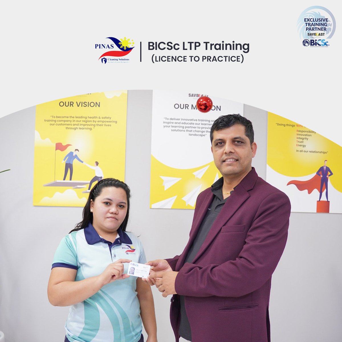 save_fast's tweet image. The team of Pinas Cleaning Solutions has successfully completed the BICSc LTP (Licence to Practice) training, led by Mr. Pundarik at SaveFast Training Academy.  

Call or WhatsApp: +971 4 259 2829  
sfast.ae/courses/bicsc-…

#bicsc #cleaningcourse #uaae