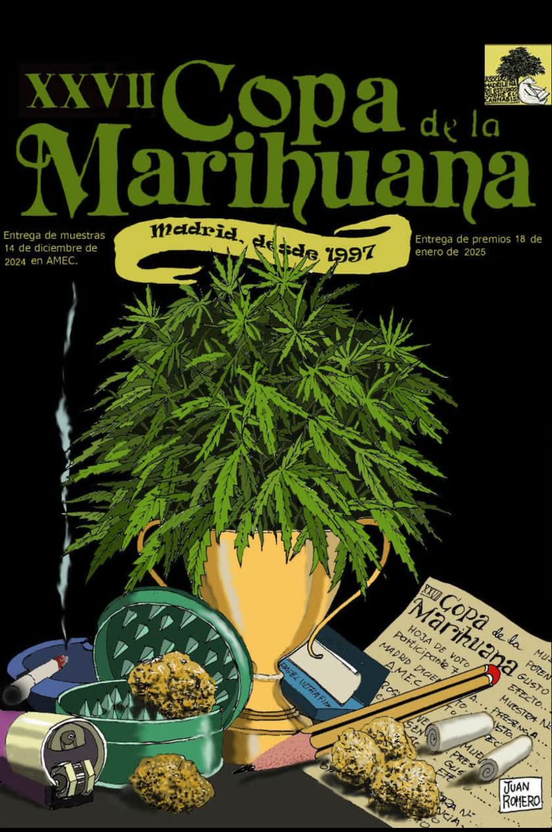 XXVII Copa de la Marihuana🏆.
Ya tenéis vuestra muestra preparada?
Os esperamos mañana con vuestra mejor sonrisa 😁 y vuestra mejor marihuana 🍀.
Siempre en defensa del autocultivo ✊.