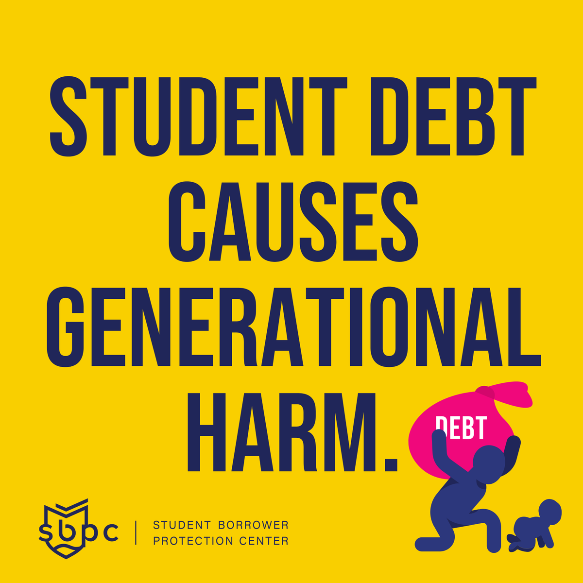 Student debt prevents parents from saving for their childrens' future, forcing their children to take out loans to access higher education and repeat the same harmful cycle.