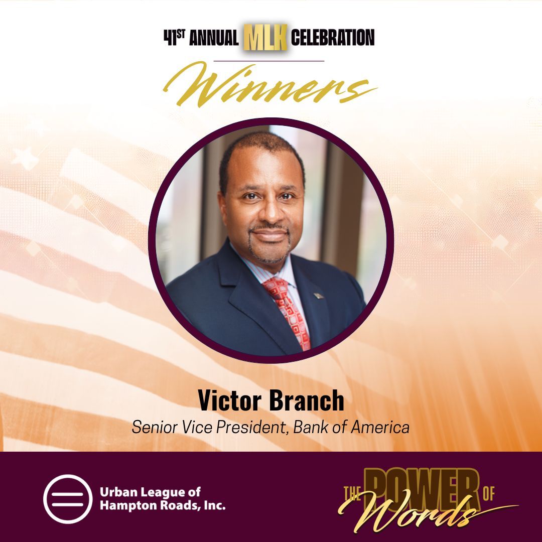 Get acquainted with Victor Branch on Jan. 16, 2025. As the Senior VP and Richmond Market President at Bank of America, he has driven economic equity across Virginia. He will be receiving the MLK Award for Finance at our 41st MLK Celebration!

🎟️ Tickets: ulhr.org/mlk-awards