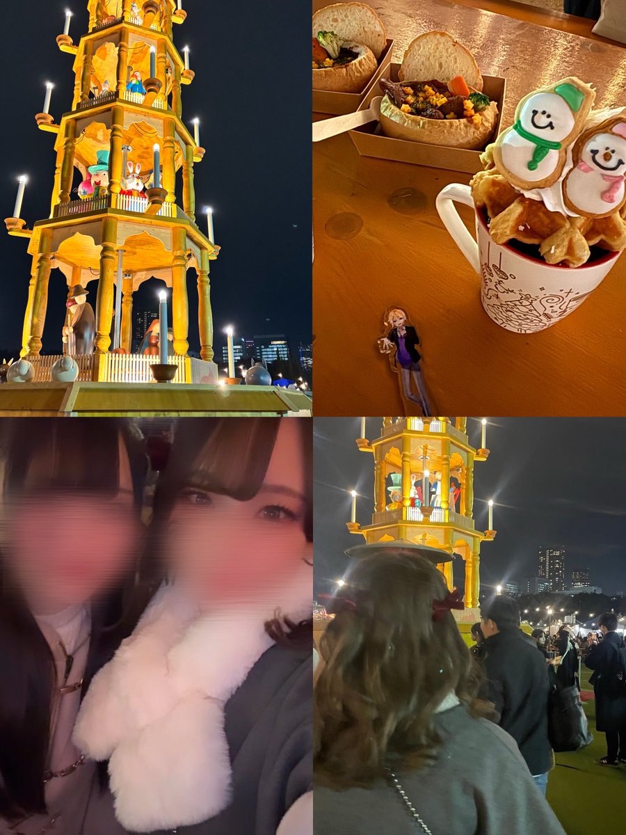 Boo_ran00's tweet image. クリスマスマーケット行ってきちゃったんだからね〜🎄

キラキラで全部美味しそうすぎたけどめーっちゃ寒かった😡🫶🏻
のっきさんもお連れしたしクリスマスデート出来たってことで🙆🏻‍♀️

 #のっきさんごきげんよう