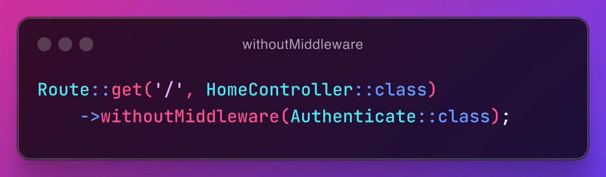 laravel_france's tweet photo. 💡 #FridaysTips
Un middleware appliqué sur l'ensemble des routes peut parfois être contraignant. Pour nous aider, #Laravel propose la méthode withoutMiddleware pour désactiver un middleware sur des routes spécifiques ! 🛰️
👉 https://t.co/vpR1qHv3UX
Bon weekend ! 👋 https://t.co/lOOUa7bUA8
