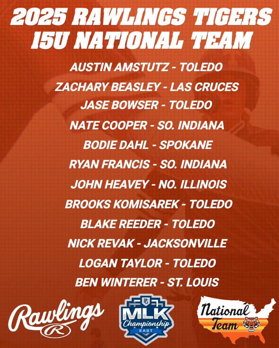 Evan Pratte (@epratte2) on Twitter photo 15U Tigers competing in the PG East MLK Championship in Fort Myers, FL Jan. 17-20. Congrats on being selected!
<a href="/NationalTigers/">Rawlings Tigers National Team Program</a>
<a href="/RecruitTigers/">Rawlings Tigers National Recruiting</a>
<a href="/Rawlings_Tigers/">Rawlings Tigers</a>
<a href="/stltigers/">St. Louis Rawlings Tigers</a> 15U Tigers competing in the PG East MLK Championship in Fort Myers, FL Jan. 17-20. Congrats on being selected!
<a href="/NationalTigers/">Rawlings Tigers National Team Program</a>
<a href="/RecruitTigers/">Rawlings Tigers National Recruiting</a>
<a href="/Rawlings_Tigers/">Rawlings Tigers</a>
<a href="/stltigers/">St. Louis Rawlings Tigers</a>