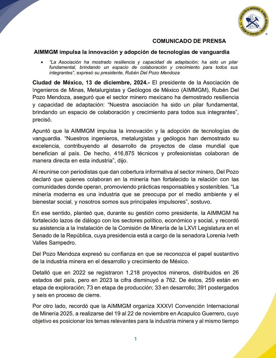 AIMMGM_Nacional's tweet photo. #Comunicado
AIMMGM impulsa la innovación y adopción de tecnologías de vanguardia. https://t.co/meJUm5rHnB