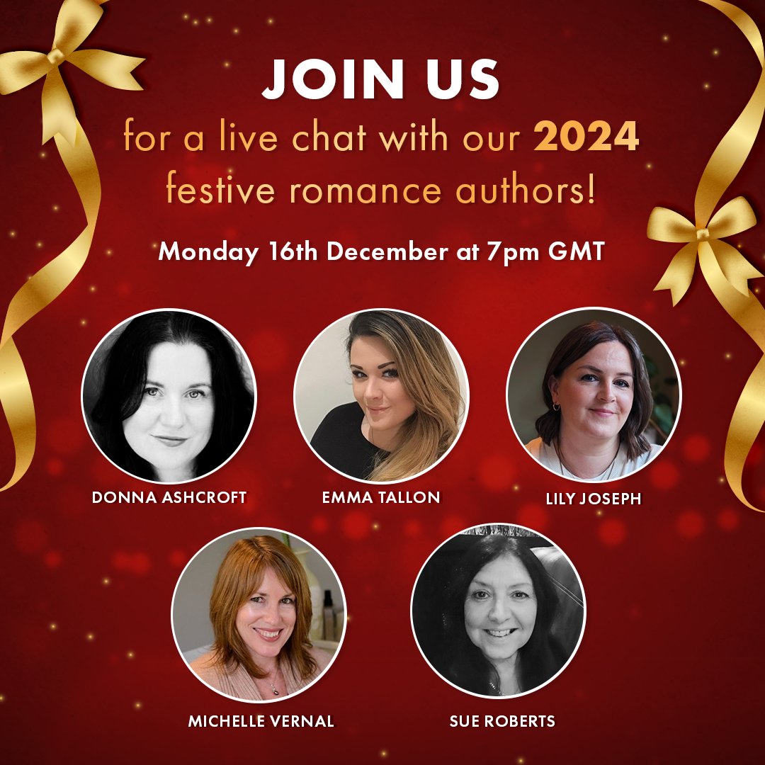 bookouture (@bookouture) on Twitter photo Join us at 7pm GMT on Monday 16th December for a live chat with our romance authors publishing this festive season! 🎅🏻 <a href="/Donnashc/">Author Donna Ashcroft ❤️❤️</a>, <a href="/michellevernal/">Michelle Vernal</a>, <a href="/suerobertsautho/">Sue Roberts Author</a>, <a href="/LilyJoWriter/">Lily Joseph</a>, <a href="/EmmaEsj/">Author Emma Tallon</a> ❤️
Save and click the link to join: us06web.zoom.us/j/83708187686?… Join us at 7pm GMT on Monday 16th December for a live chat with our romance authors publishing this festive season! 🎅🏻 <a href="/Donnashc/">Author Donna Ashcroft ❤️❤️</a>, <a href="/michellevernal/">Michelle Vernal</a>, <a href="/suerobertsautho/">Sue Roberts Author</a>, <a href="/LilyJoWriter/">Lily Joseph</a>, <a href="/EmmaEsj/">Author Emma Tallon</a> ❤️
Save and click the link to join: us06web.zoom.us/j/83708187686?…