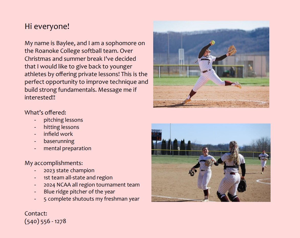 Please reach out if you or someone you know is interested in scheduling a private lesson with me! So excited!!