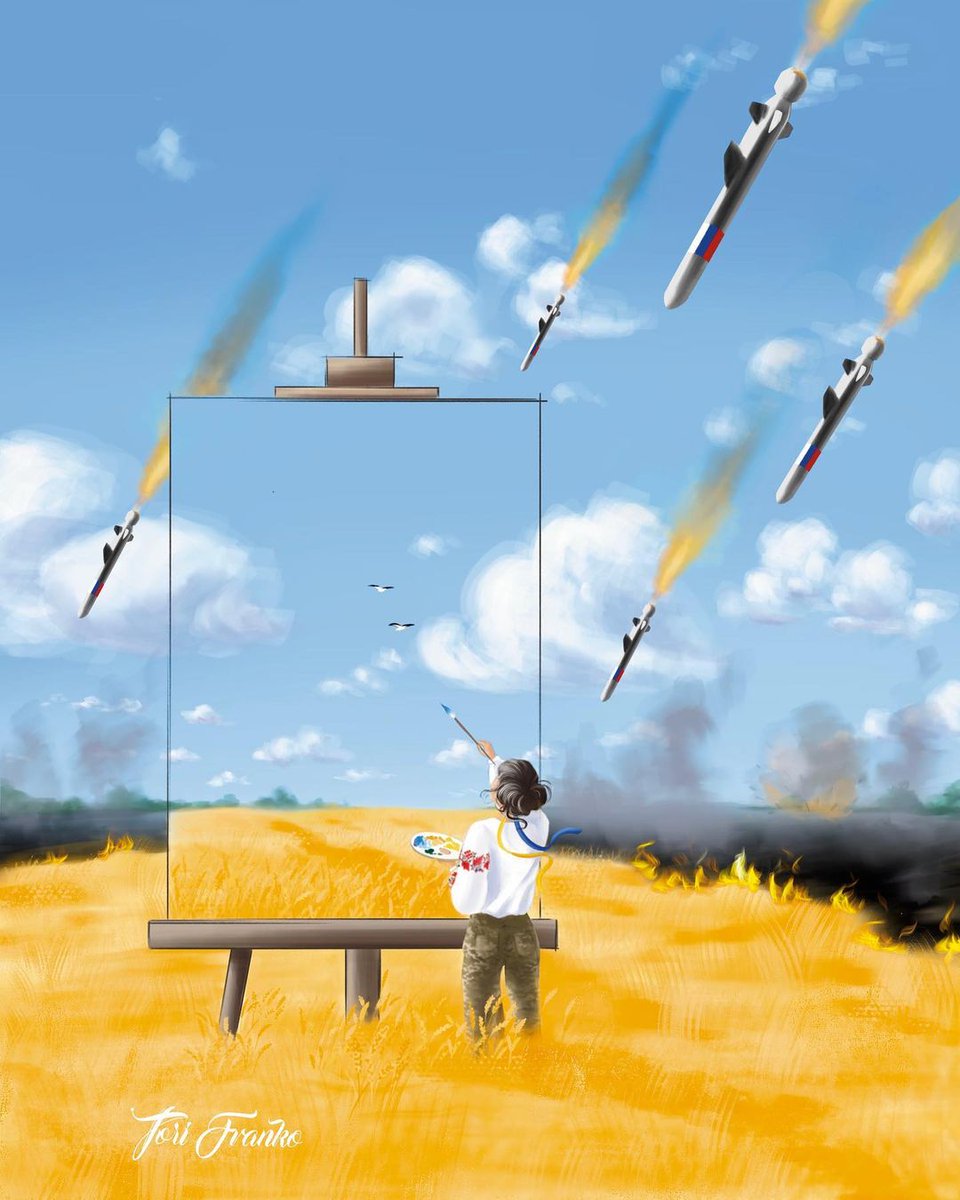 RealJakeBroe's tweet photo. Dreaming of a Ukraine free from missile attacks.

Art by Viktoria Franko https://t.co/kMZXecWWwX