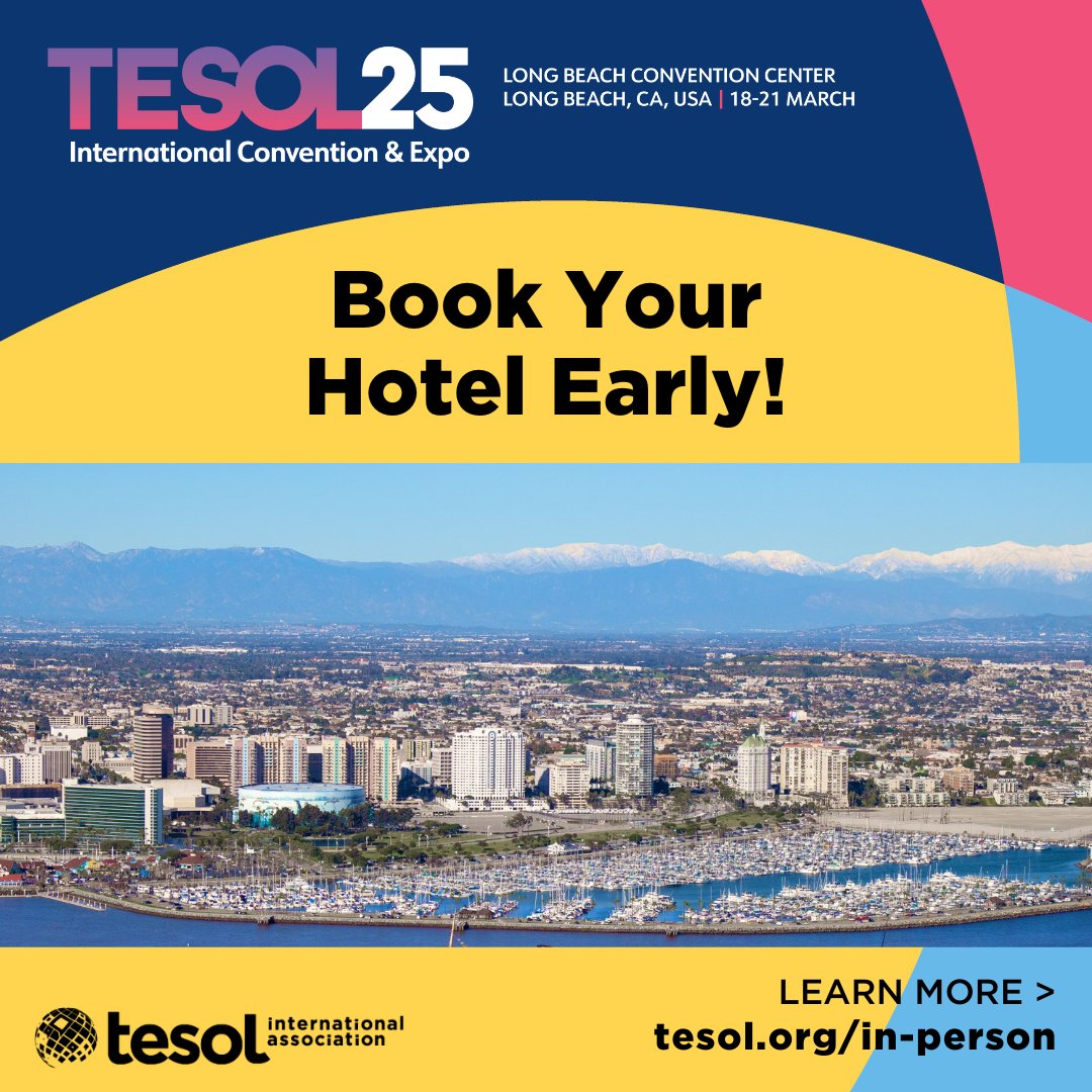 TESOL_Assn's tweet image. ⚠️ Our room blocks for #TESOL2025 are filling up quickly! Make your reservation soon to ensure you get your preferred hotel. By reserving through the #TESOL room block, you&apos;ll get special discounted rates and help keep convention costs down! bit.ly/4gcTEZ4 #TEFL #TESL