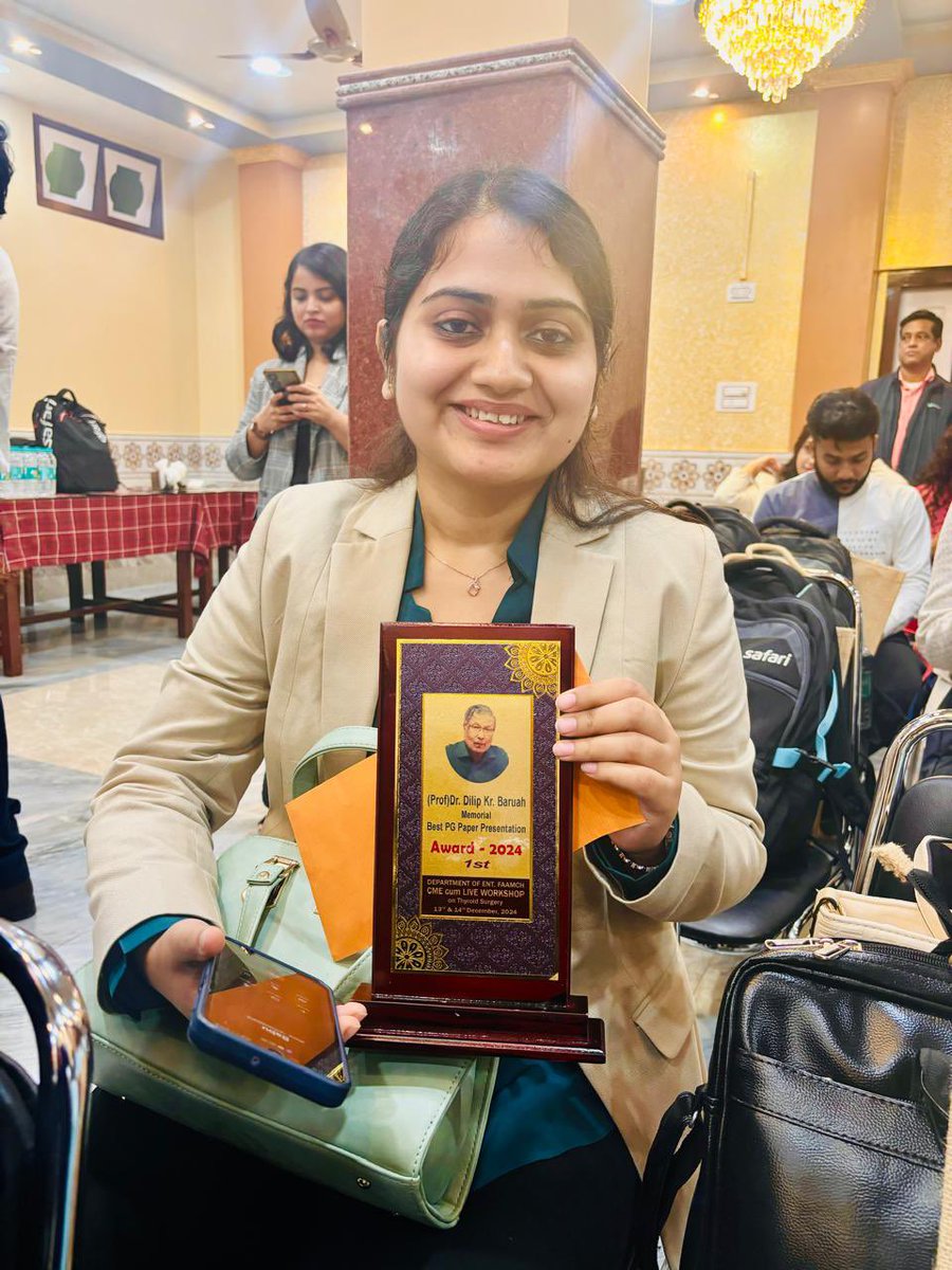entamch's tweet photo. Dr Gayatri Goswami, ENT Postgraduate Trainee of AMCH won the FIRST prize in LATE PROFESSOR (DR) DILIP BARUAH MEMORIAL BEST PG PAPER PRESENTATION award held at FAAMCH, Barpeta @AmchJda @Ent_Faamch @LMCHAssam @mk290 @phookan_j @FAAMCHbarpeta https://t.co/3Y95HxaLW0