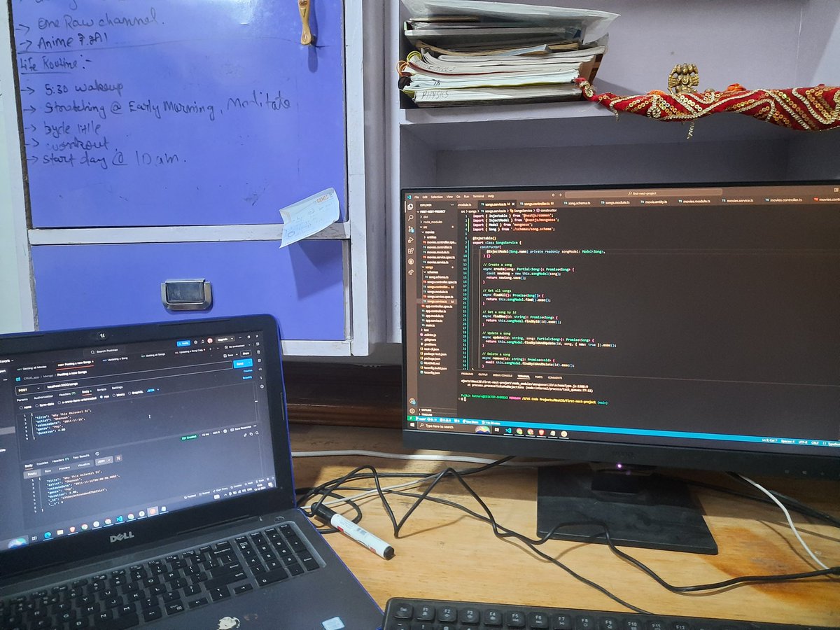 Today's Progress:
✅ Continued working on the NestJS CRUD app
✅ Learned Working of Mongoose module, Prop decorators &amp; DTOs
✅ Added MongoDB as an endpoint to the previous PostgreSQL project

Excited to keep building and improving! 🚀
#CodingJourney #LearnInPublic #DSA #Coding