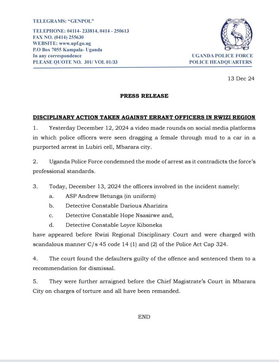 Uganda Police Force tweet media