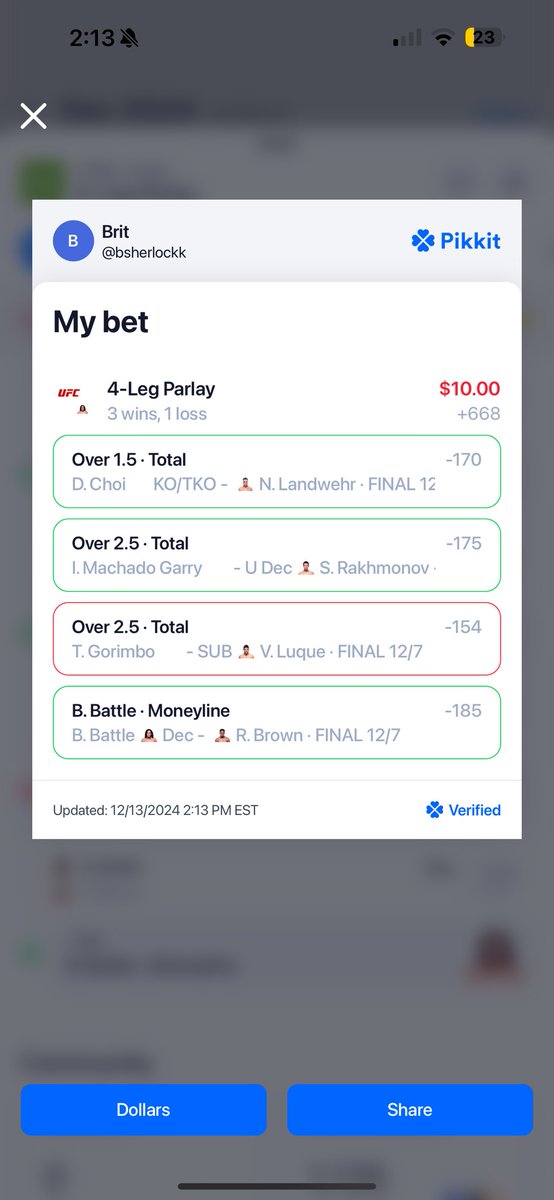 bsherlockk's tweet photo. @ThePromoguy123 @pikkitsports DK UFC miss by 1 leg https://t.co/8a4EJLykSt