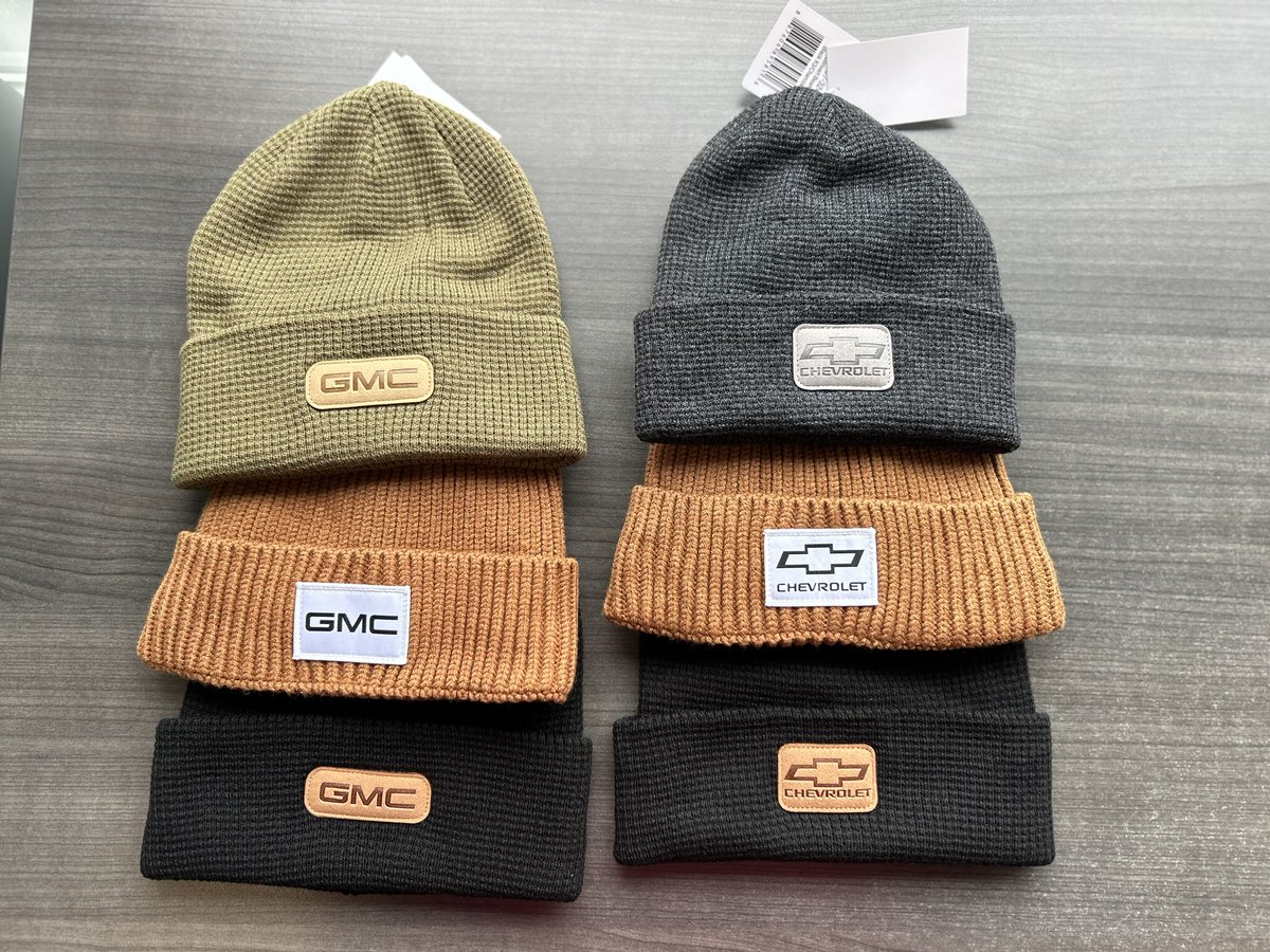 Stay cozy and stylish this winter with our brand new toques! Choose from Chevrolet or GMC designs and if you're looking for extra warmth choose the "Tough Tan" style for a fleece lining. 
Embrace the chill while looking fantastic!
All Togues are $24.95 plus HST each.