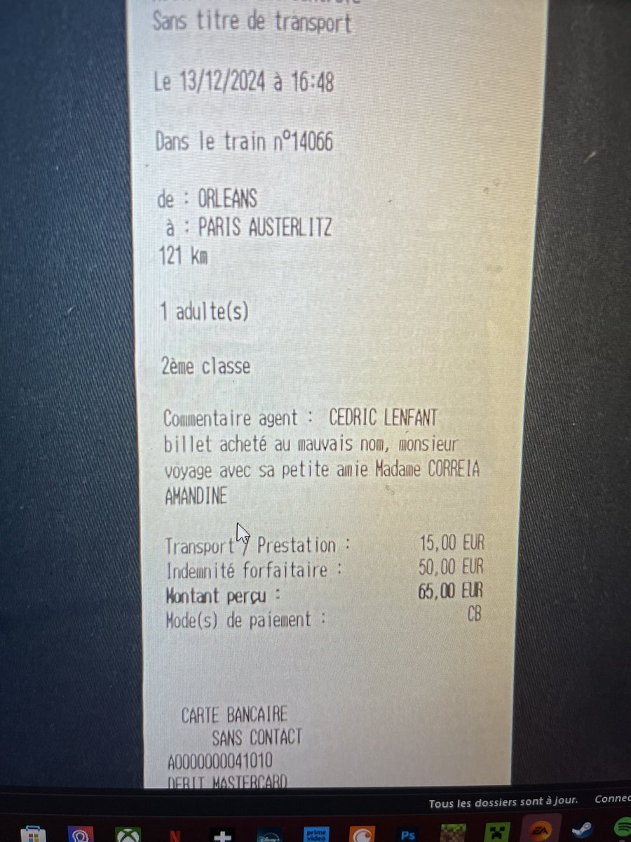 LftCedric's tweet photo. @RemiTrain C’est marrant ça ! Acheter 2 billets pour le bon train, pour 2 personnes et vu que mon nom est mit sur 2 billets on paye une régularisation de 65€ et on en parle du fichier à max 1 mo 😇. Mais bon merci Les transports Rémi! https://t.co/jD7kYai4Ko