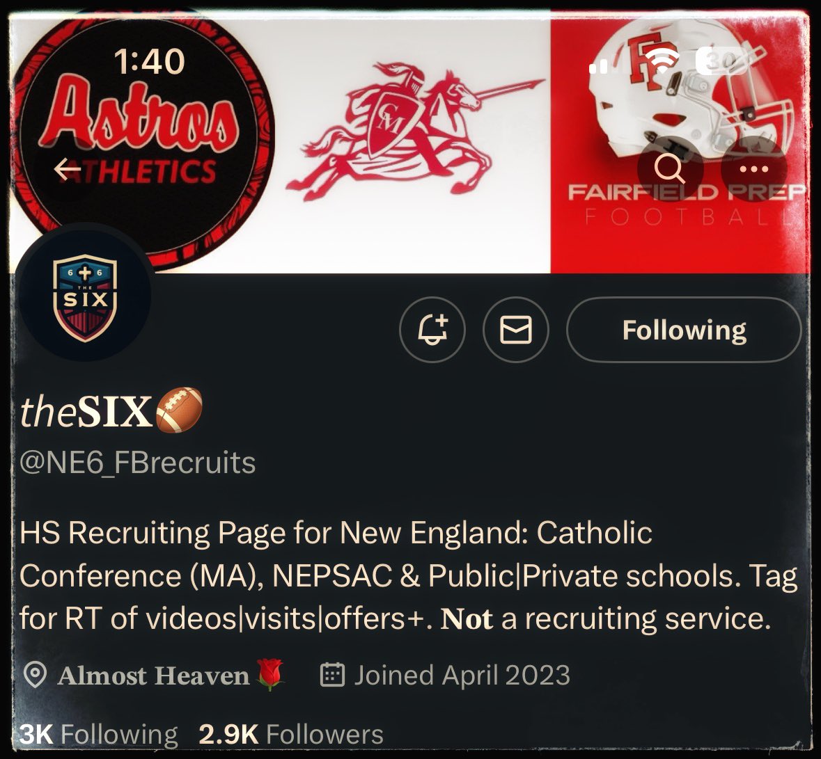 NE-Recruits (@ne6fb_recruits) on Twitter photo ACCOUNT NEWS:
As some may know I started the <a href="/NE6_FBrecruits/">๐ต๐ฉ๐ฆ๐๐๐๐</a> account back in April โ23.
In October the account was comprised and has since been โfrozenโ by Twitter despite my efforts to regain it.
As a result Iโll soon begin revamping the @CC_SportsInfo account - ACCOUNT NEWS:
As some may know I started the <a href="/NE6_FBrecruits/">๐ต๐ฉ๐ฆ๐๐๐๐</a> account back in April โ23.
In October the account was comprised and has since been โfrozenโ by Twitter despite my efforts to regain it.
As a result Iโll soon begin revamping the @CC_SportsInfo account -