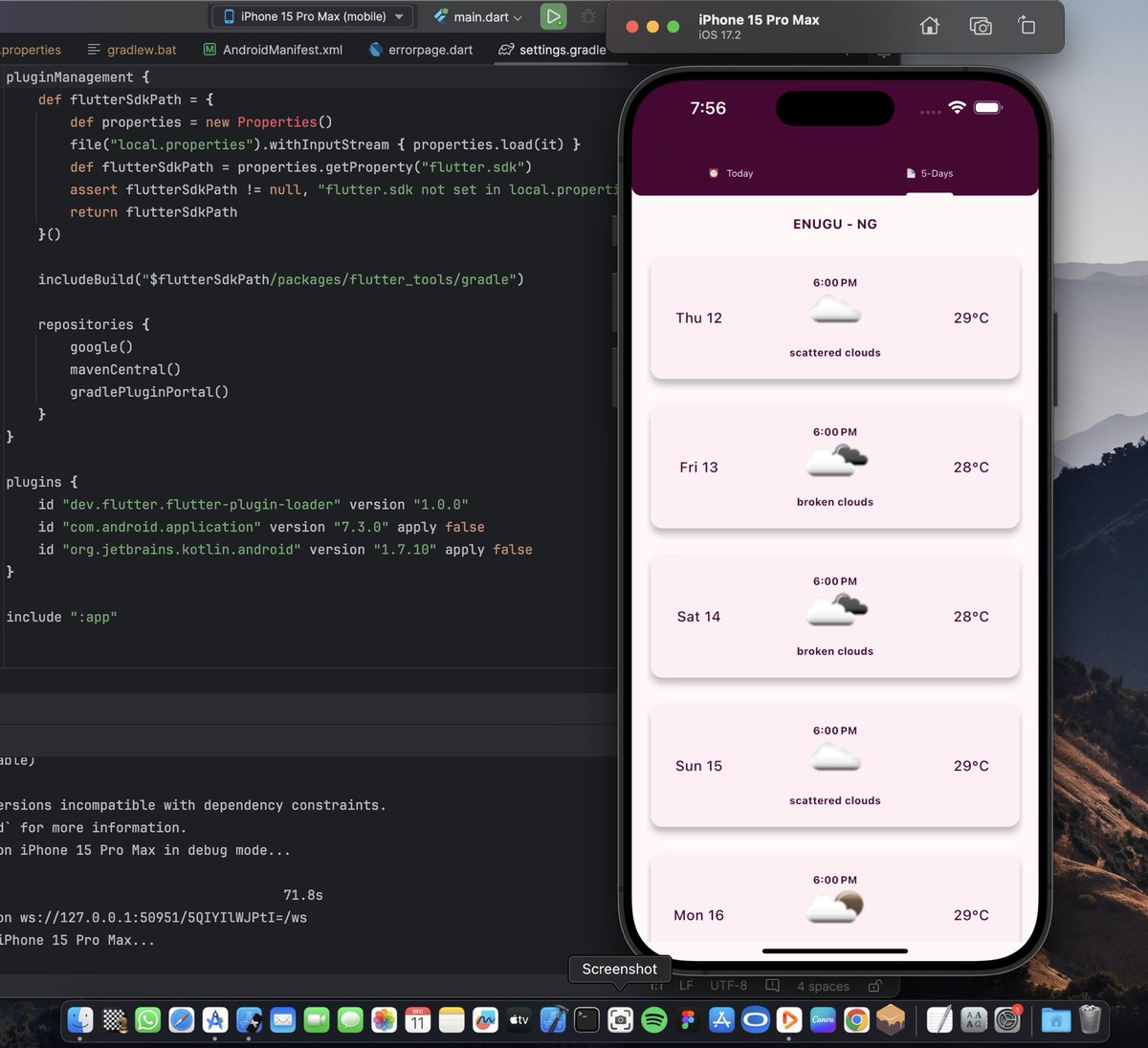 sidswipe's tweet image. Minimalistic weather app with recommendations and five days forecast.
#flutter #RESTapi 

Check android version 
x.com/sidswipe/statu…