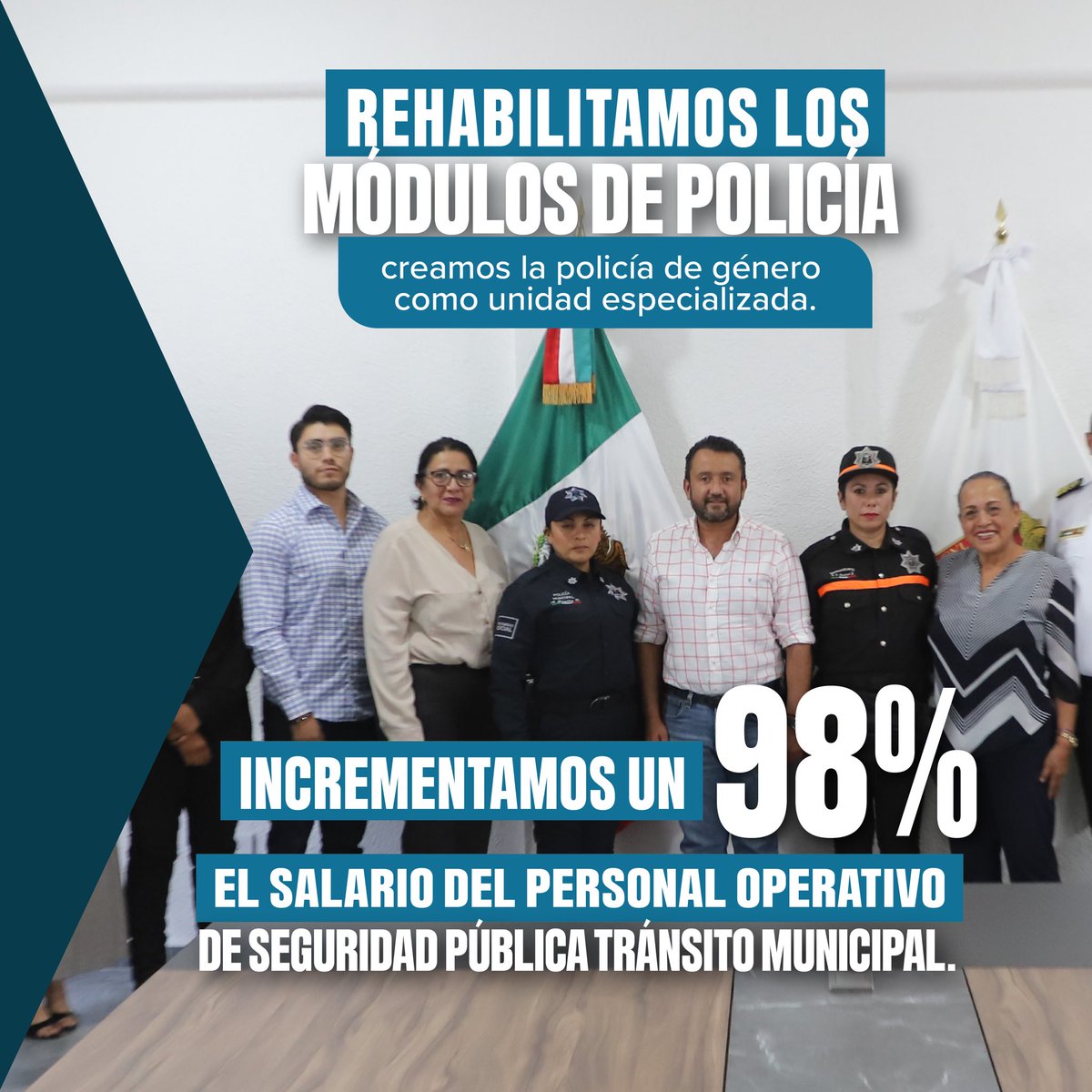 AldoLedezma_R's tweet photo. Realizando acciones que otras administraciones simplemente no habían querido atender. 
Garantizamos la efectividad de las acciones de seguridad, fortalecimos la vigulancia y disminuimos drásticamente los índices de delito. 
 #InformeDeGobierno #LogrosYResultados 🇲🇽 https://t.co/Py8YmtnolL