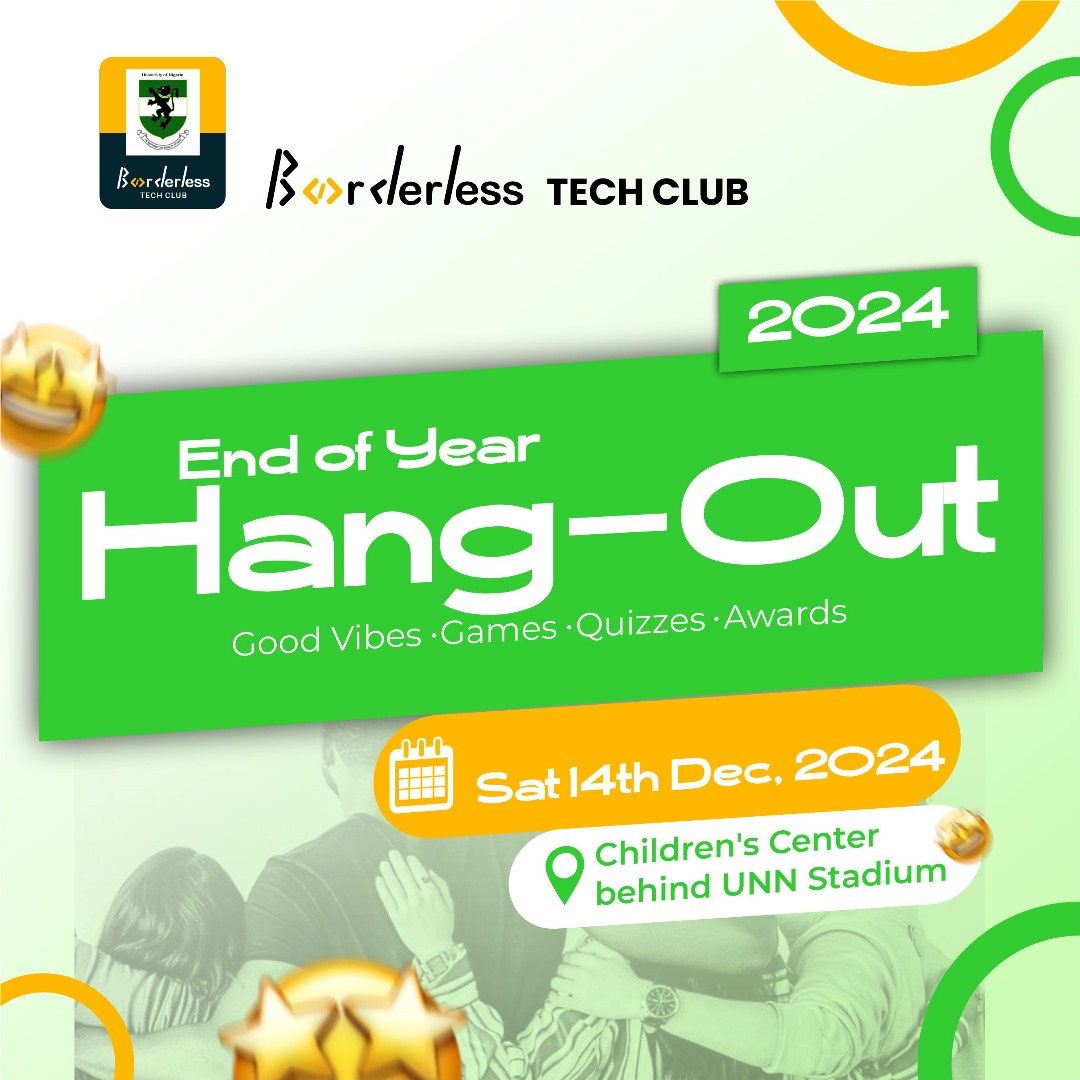 Borderlessunn's tweet image. What's the best way to wrap up the year if not with fun?

It's another time again to unwind, relax and have fun with the B&amp;lt;&amp;gt;rder/ess tech UNN family❤️.
Join us for our end of the year hangout tomorrow by 3:00pm✨

We are sure you won't want to miss it for anything 🤗🎉
