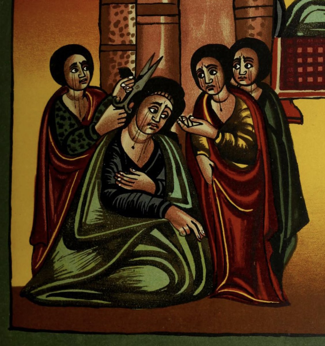 ArtEthiopic's tweet image. When you really don&apos;t want to go to the hairdresser but still kind of have to…

Ethiopia, 17th c.   #hairdresser #scissors #crying #africanart