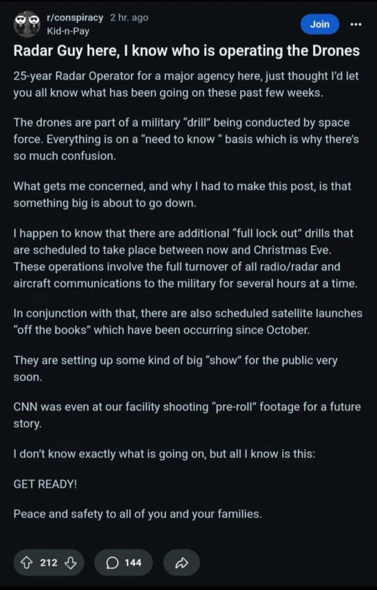 Woah, Reddit anon claiming that Space Force is operating the mysterious drones?👀

Shits about to get weird.

Well, weirder…
