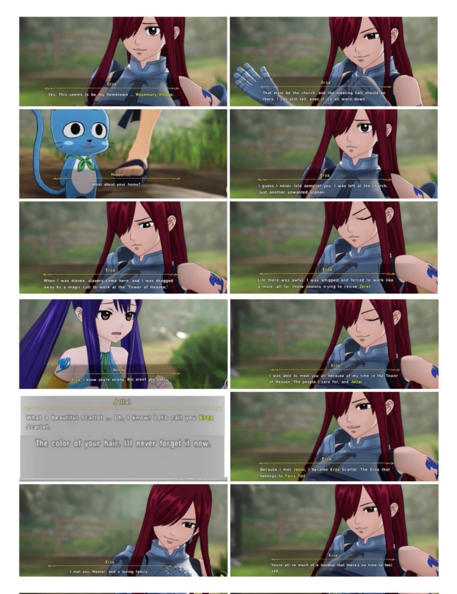 Erza talking about her childhood in Rosemary! Also, saying she was able to  become who she is \u0026 meet the people that she love as her family thanks to  Jellal! 😭💙❤️ I, image size:924x1200