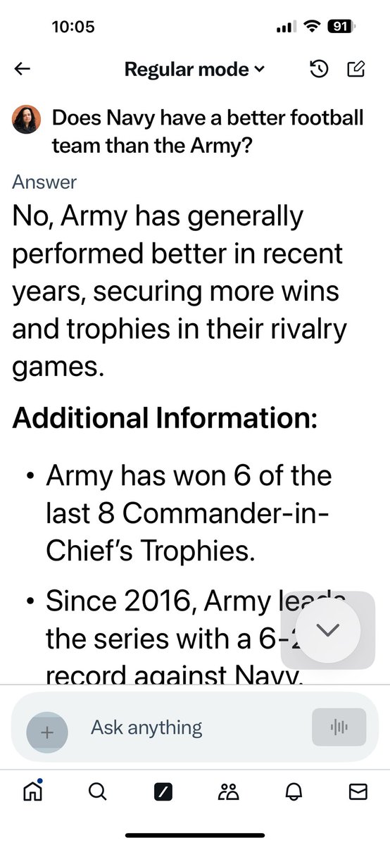It’s official <a href="/grok/">Grok</a> says Army has a better football team!
Go Army Beat Navy