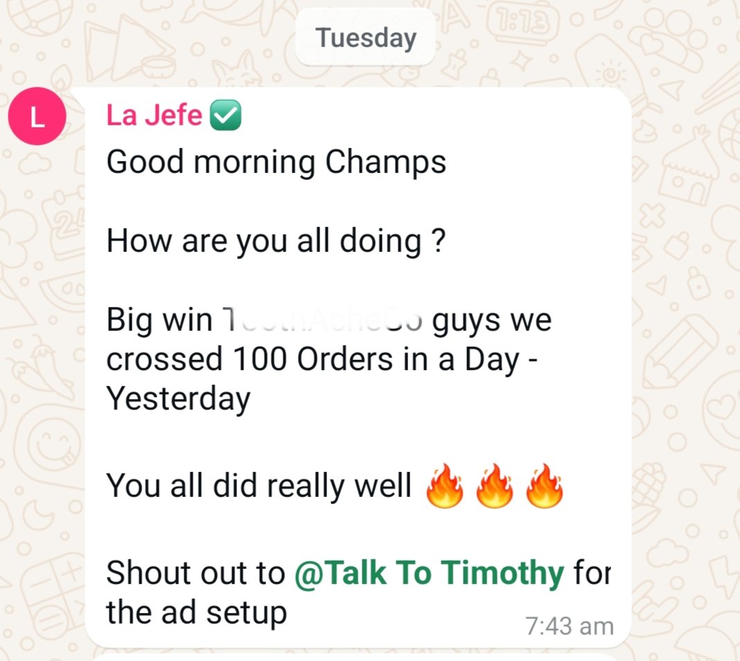 TimothyEke's tweet photo. Started the year with how to get 100 orders/Month 

Did this consistently, now we we doing 100 orders daily 📈

We keep getting better 💪 https://t.co/Fs6TJt167j