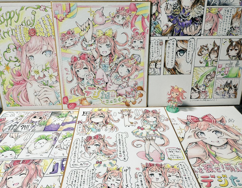 ((⁠◔⁠◔⁠)…いつもあっちこっちに描いてるせいでちゃんと仕上がってる1枚があんまり無いや…(写ってないとこに途中色紙が大量)) 