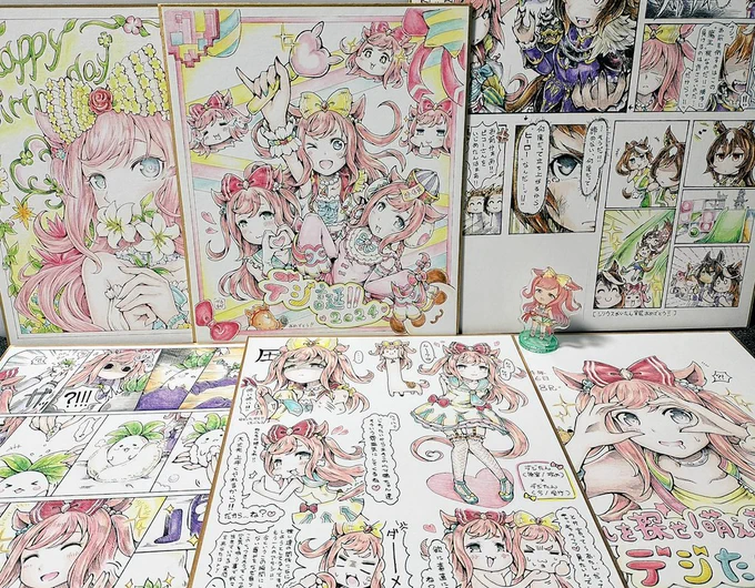 ((⁠◔⁠◔⁠)…いつもあっちこっちに描いてるせいでちゃんと仕上がってる1枚があんまり無いや…(写ってないとこに途中色紙が大量)) 