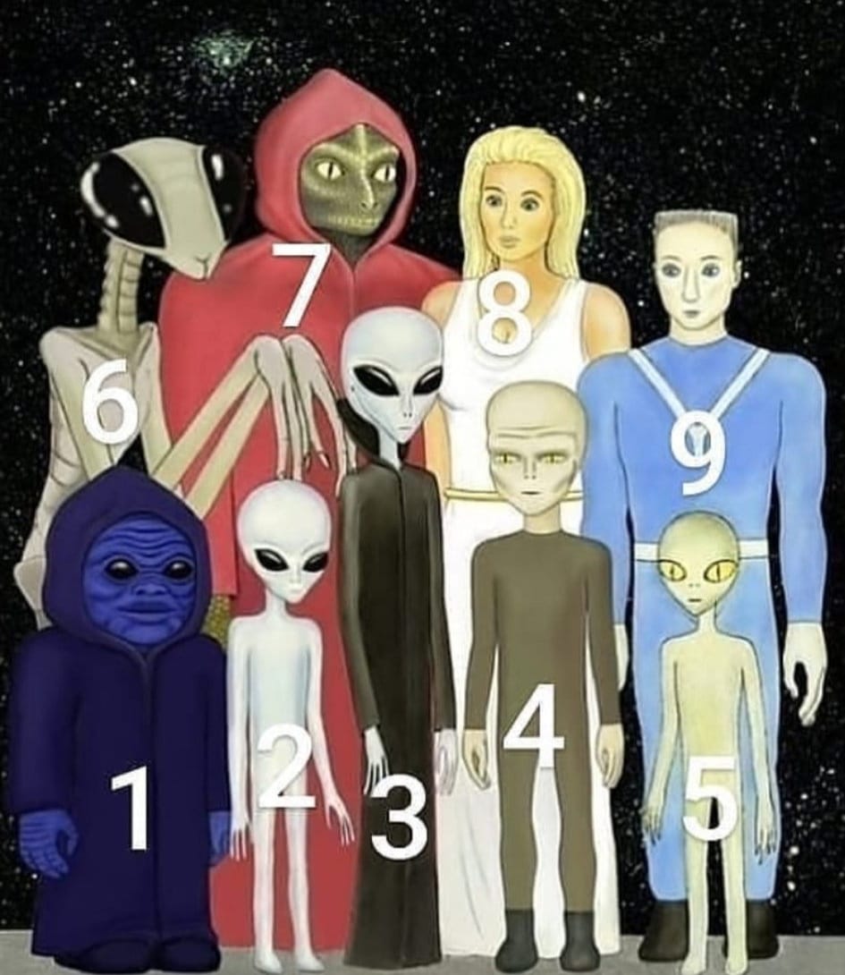 alienufovideos's tweet photo. Numbered 1 to 9,  which alien would you choose to meet? 👽 https://t.co/94VDYP3eBd