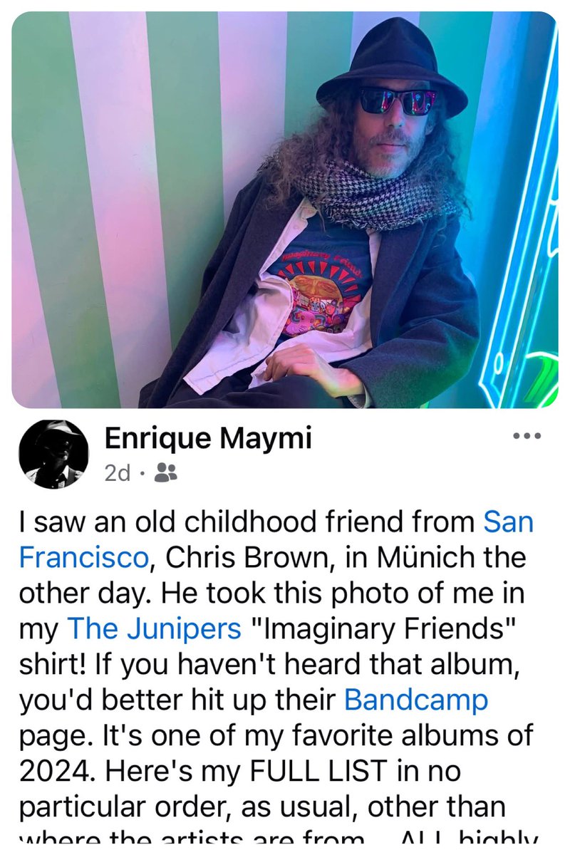 Ricky Maymi of Brian Jonestown Massacre recommends our latest album, which is lovely for us. Hes also wearing a new Junipers tshirt available on our redbubble site. Link to tshirts: redbubble.com/i/t-shirt/The-…

#2024music #brianjonestownmassacre