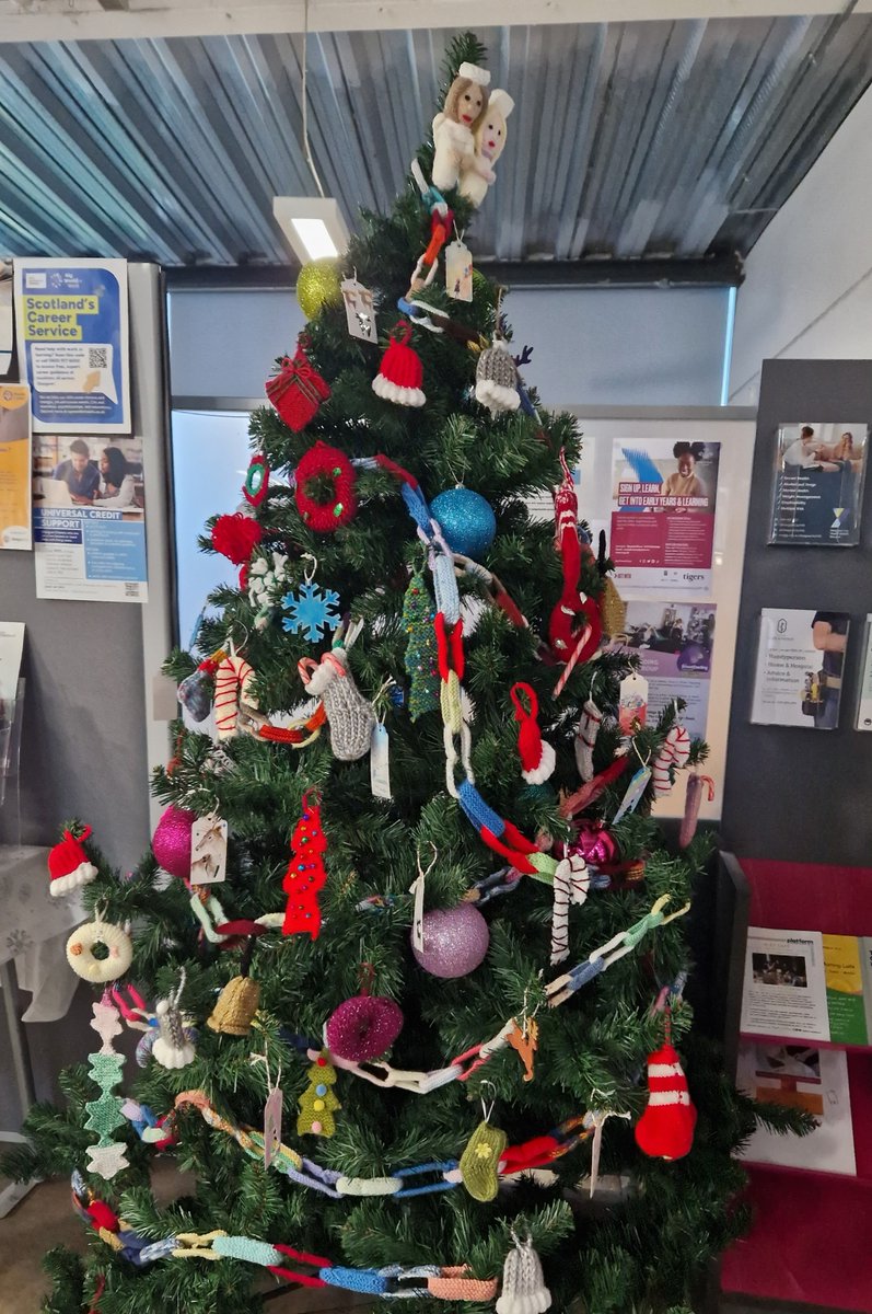 Huge thank you and well done to the Knitting Group at Library at The Bridge!

The Group have been working since July to produce decorations and a nativity for the Library, created using different ways of knitting.  All the decorations and characters have been hand knitted.