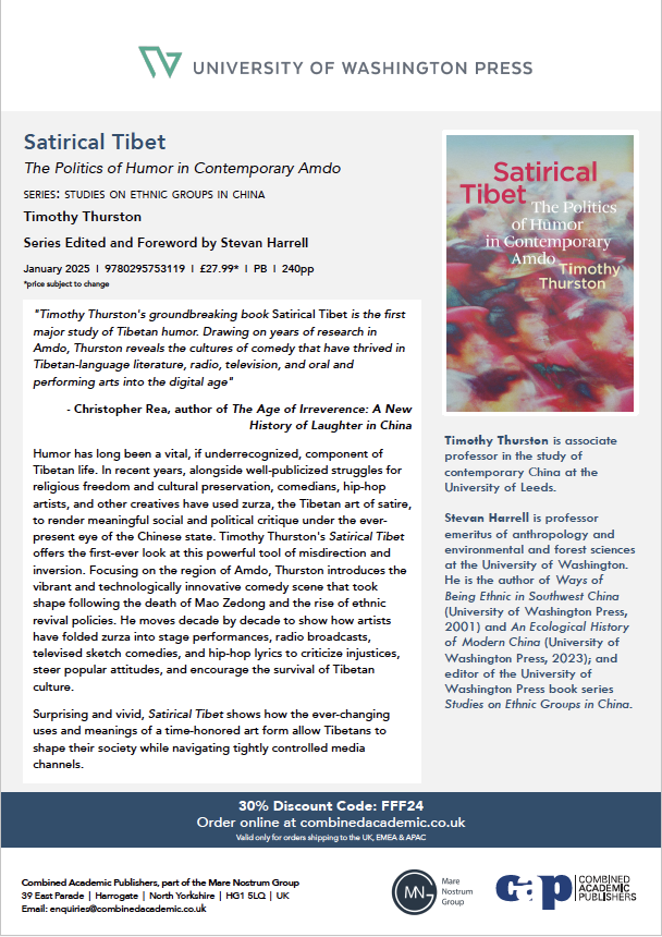 taoyinkui's tweet photo. My 1st book "Satirical Tibet" will come out next month. It will be available #OpenAccess, but anyone outside the US interested in buying a physical copy can get 30% off with the discount code FFF24 from @CAP_Ltd (a company based in Yorkshire!) https://t.co/wL79yJtRT5 https://t.co/xjpfM8zqCr