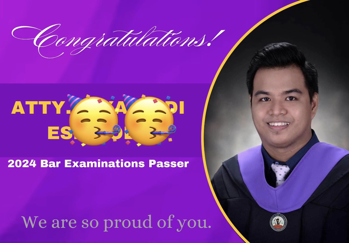 AttyLM2023's tweet photo. Congratulations,bub!
Masaya ako sa iyong tagumpay.

Welcome to the legal profession,panyero. ILY. https://t.co/AGADiv4Mek