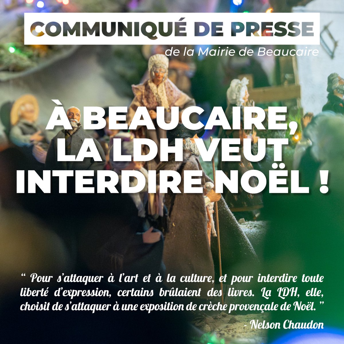 𝑨̀ 𝑩𝒆𝒂𝒖𝒄𝒂𝒊𝒓𝒆, 𝒍𝒂 𝑳𝑫𝑯 𝒗𝒆𝒖𝒕 𝒊𝒏𝒕𝒆𝒓𝒅𝒊𝒓𝒆 𝑵𝒐𝒆̈𝒍 !

Beaucaire, ville aux traditions profondément ancrées dans la culture provençale et camarguaise, est fière de ce qu’elle est.

Cette année encore, la cour de l’Hôtel de Ville accueille une exposition