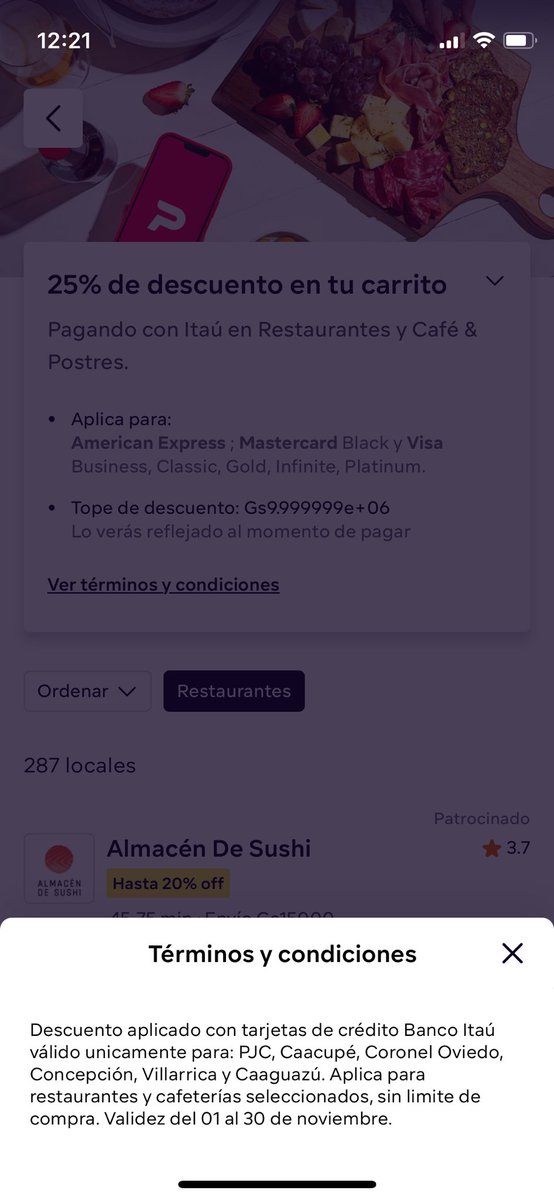 Más al pedo que bocina de avión las promos de <a href="/pedidosya/">PedidosYa</a> con <a href="/ItauParaguay/">Itaú Paraguay</a>, te emocionas todo pero solo es válido para Tangamandapio. Una joda