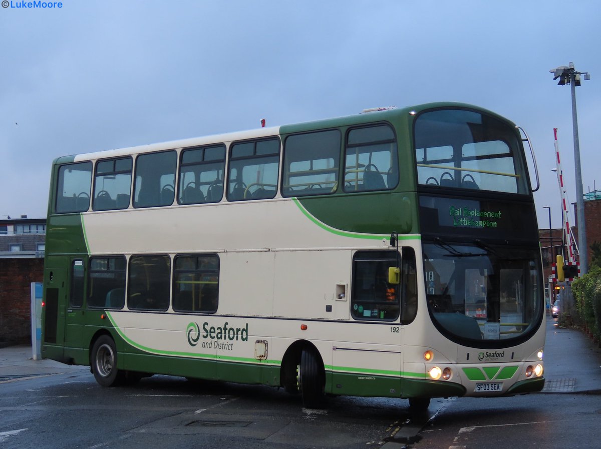 Seaford &amp; district Volvo B7TL Gemini 192 is seen leaving Chichester on rail replacement to littlehampton