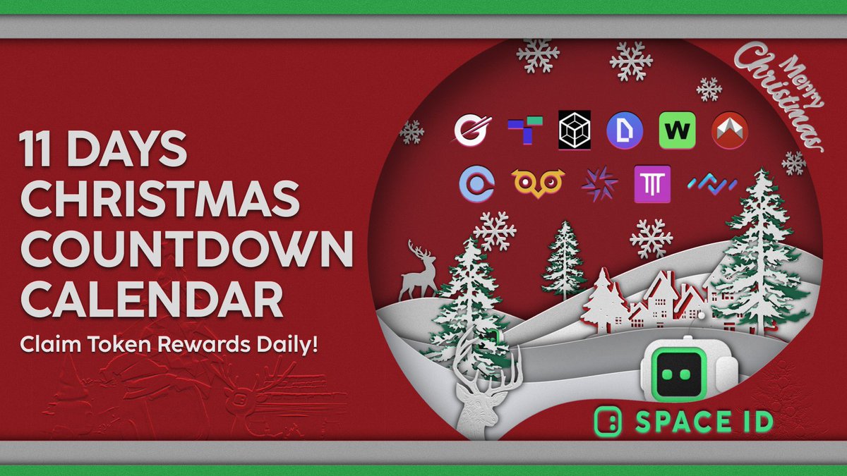 What's better than a chocolate advent calendar?  One filled with tokens! 💚

From Dec 13-23, we’re dropping daily prizes all thanks to our amazing partners. ❤️

Watch this space, we start today! 🥳

Join <a href="/Galxe/">Galxe</a> campaign here 👇
app.galxe.com/quest/spaceid/…

More info below 🧵