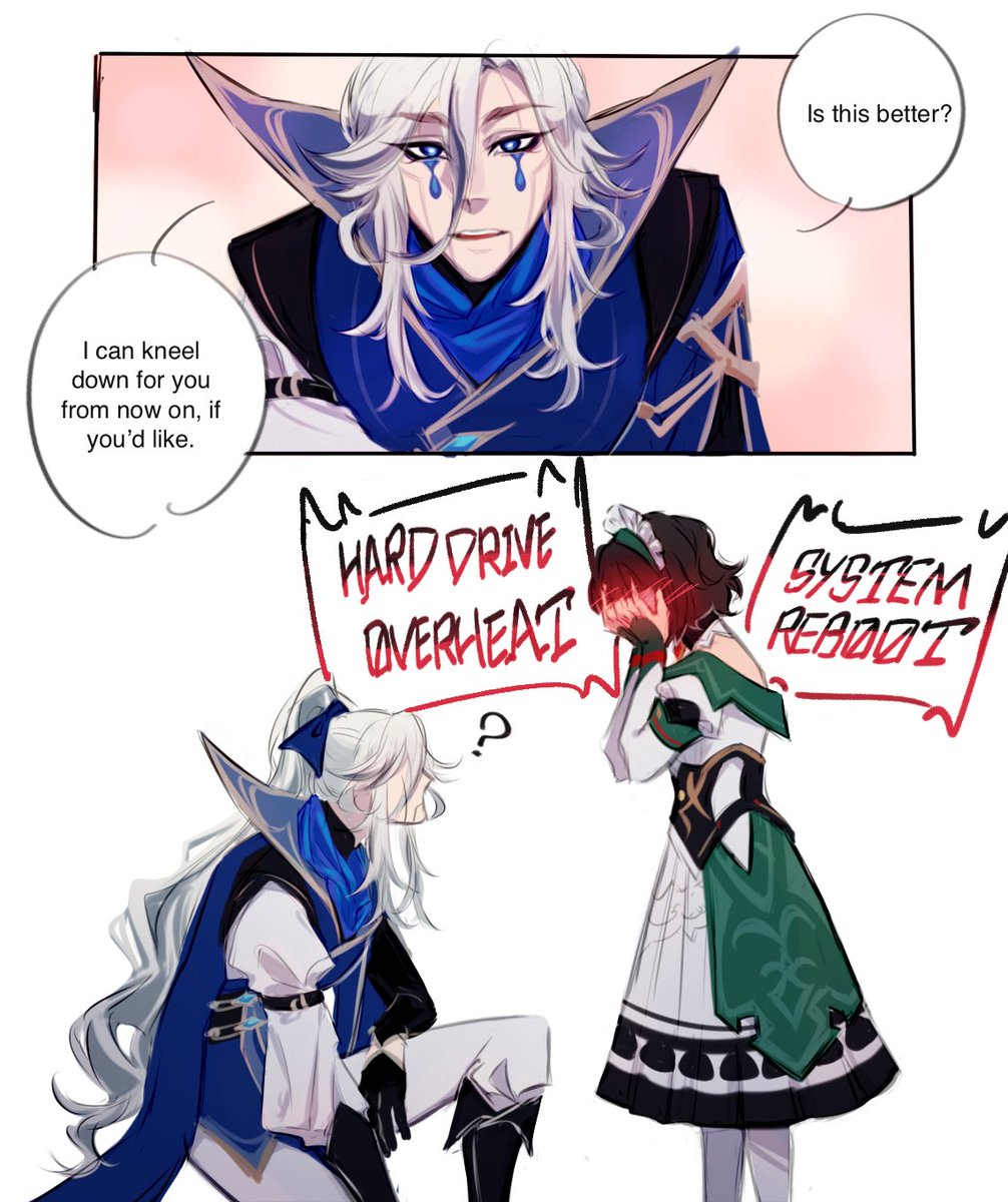 CakerollK's tweet photo. This silly comic of my genshin oc and katheryne 🥰🥰 https://t.co/XTHr6Rqqyl