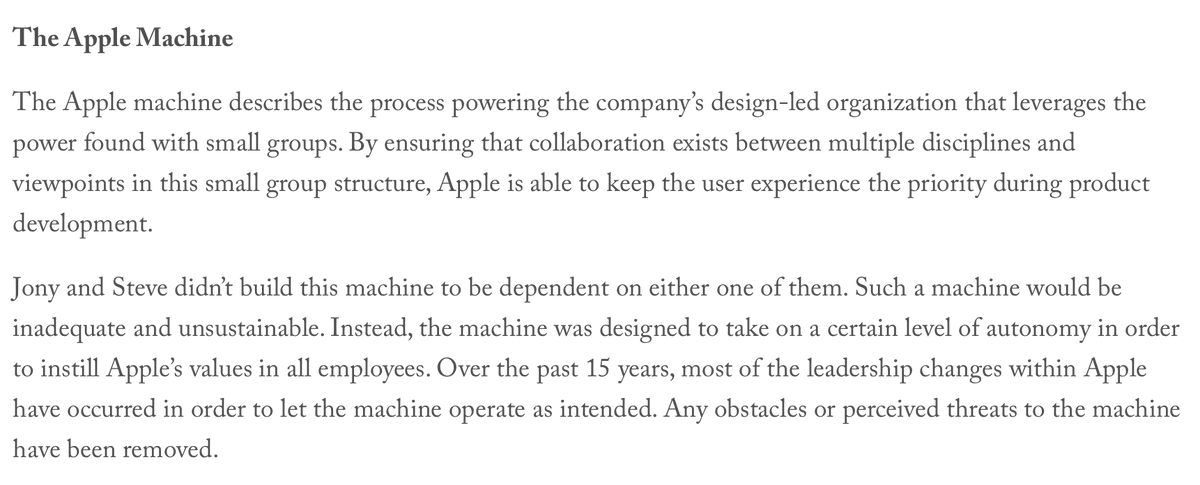 neilcybart's tweet photo. Apple doesn't have some kind of product czar who dictates every and any product decision. Such a role would not work with a ~$4 trillion company possessing an expansive ecosystem of devices, software, and services. Instead, Apple has fully embraced small team autonomy. https://t.co/f63J7F0KCQ