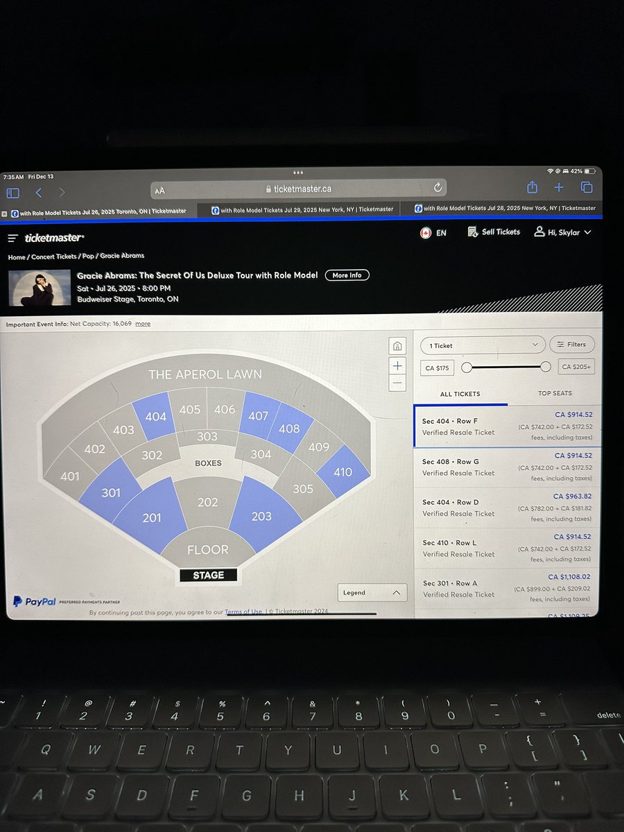 skylarjvde's tweet photo. no because tell me why i was only 2.9k in the queue for toronto and this is all that’s left.. @gracieabrams @Ticketmaster i’m gonna be sick no gracie for me https://t.co/pXfeLV6Xh3