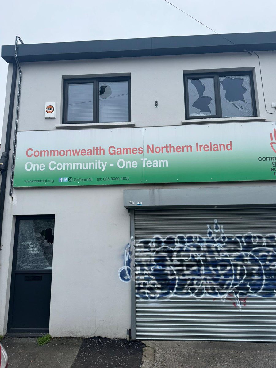 GoTeamNI's tweet image. Sad to confirm that our office was attacked around 10:20pm on Wednesday 11th December. Three masked people threw bricks through the windows and fled towards Donegall Avenue.
Anyone with information should contact the PSNI at Lisburn Road.